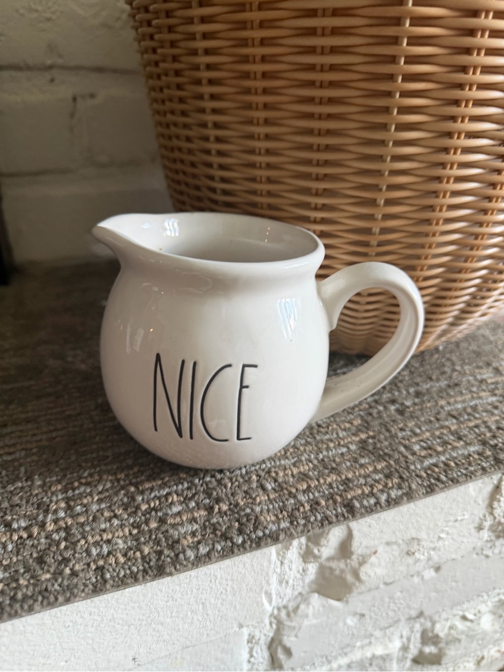 Rae Dunn White 'NICE' Ceramic Creamer Pitcher